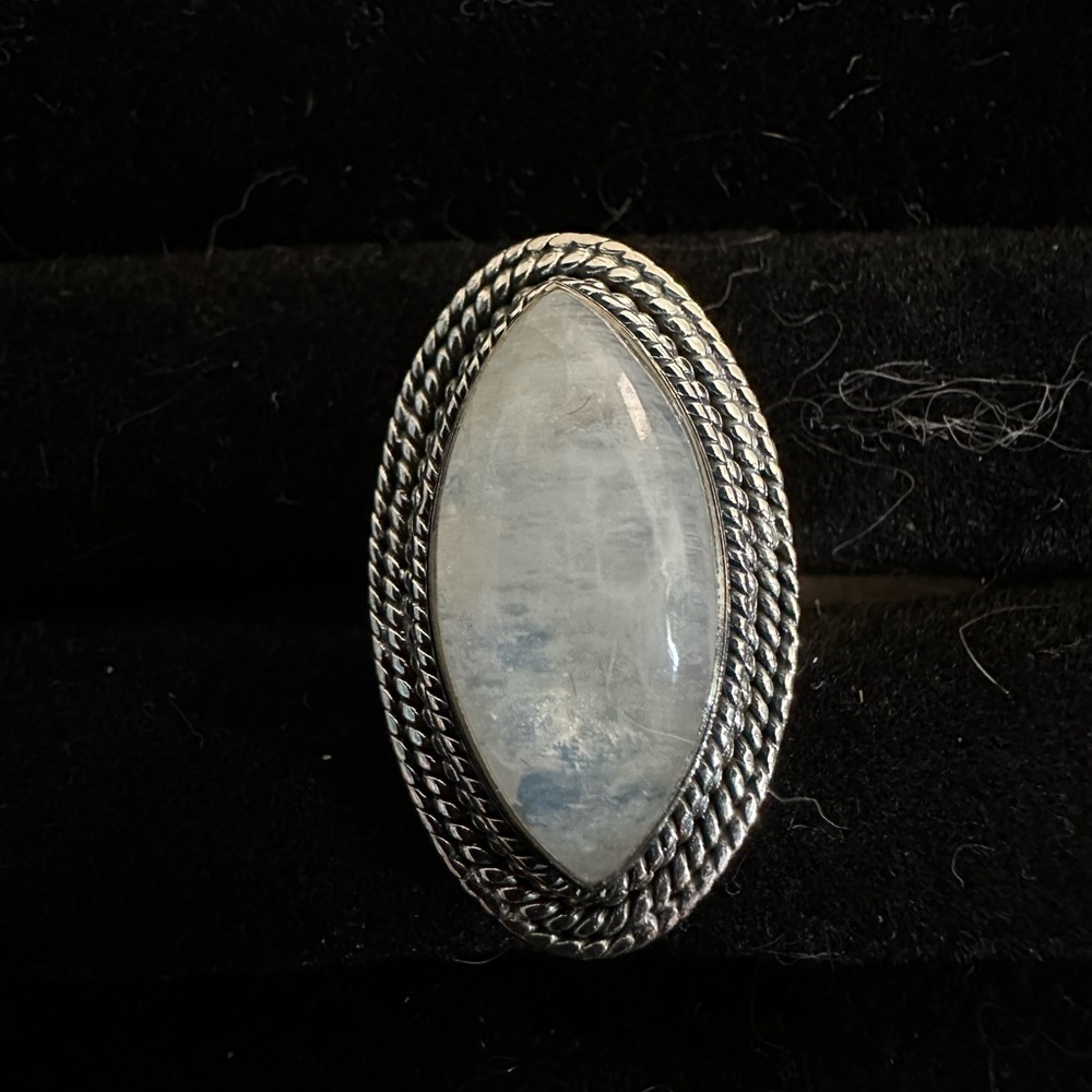 Sterling Silver Rainbow Moonstone Size 8 Ring